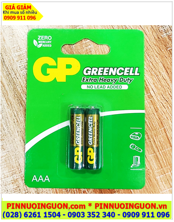 GP GreenCell 24G-2U2 /R03, Pin đũa AAA 1.5v GP GreenCell 24G-2U2 Extra Heavy Duty /Loại Vỉ 02viên